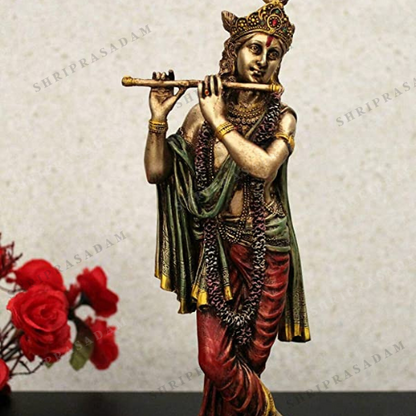 Krishna Standing Statue | Metal Finish (10 Inch)