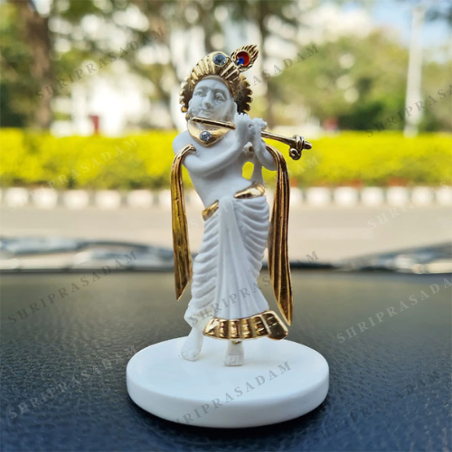 Lord Krishna Idol with Flute For Car Dashboard