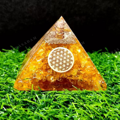 Yellow Citrine Orgone Pyramid Orgonite Pyramid