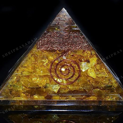 Yellow Citrine Orgone Pyramid Orgonite Pyramid