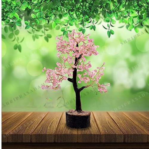 Rose Quartz & Green Jade Natural Healing Crystal Tree