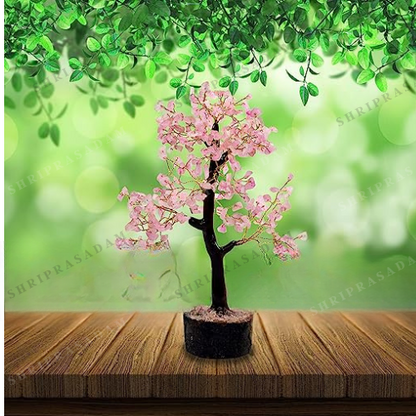 Rose Quartz & Green Jade Natural Healing Crystal Tree