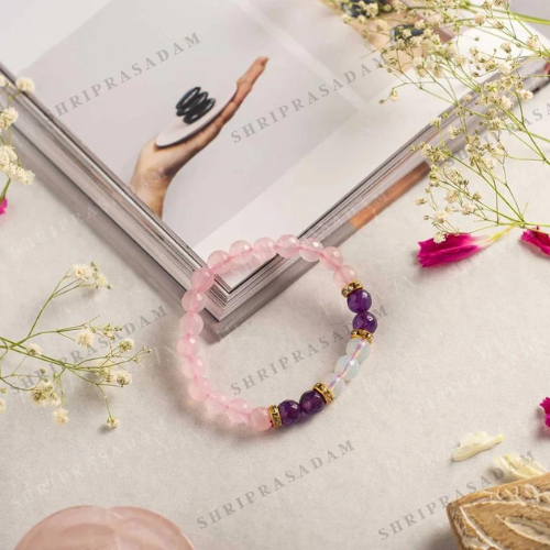 Opalite, Amethyst & Rose Quartz Bracelet