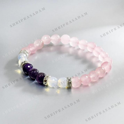 Opalite, Amethyst & Rose Quartz Bracelet