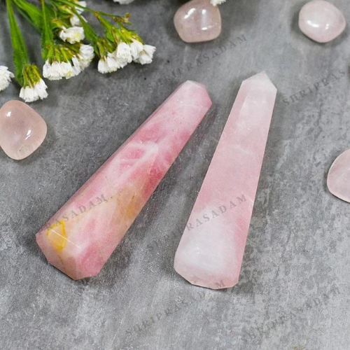 Rose Quartz Tower/Pencil (Set of 2) for Relationship & Calmness