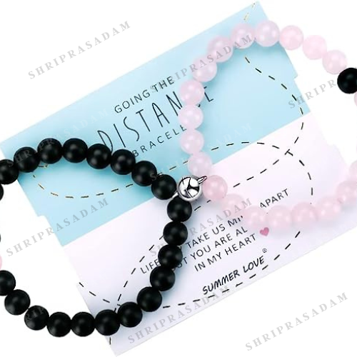 Rose Quartz & Black Onyx Bracelet ( Set of 2 ) | Couple Bracelet