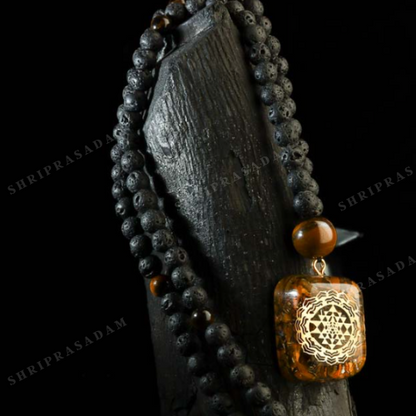 Sriyantra Tiger Eye Lava Necklace Mala