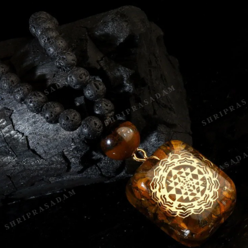 Sriyantra Tiger Eye Lava Necklace Mala