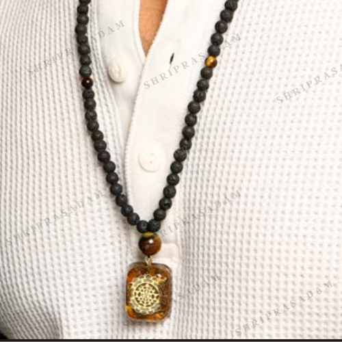 Sriyantra Tiger Eye Lava Necklace Mala