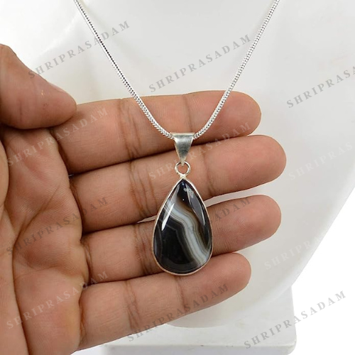 Sulemani Hakik Pendant Drop Shape Crystal Stone Locket