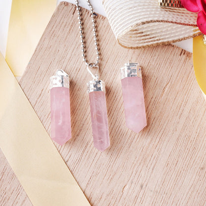 Rose Quartz Pencil Pendant Necklace for Love