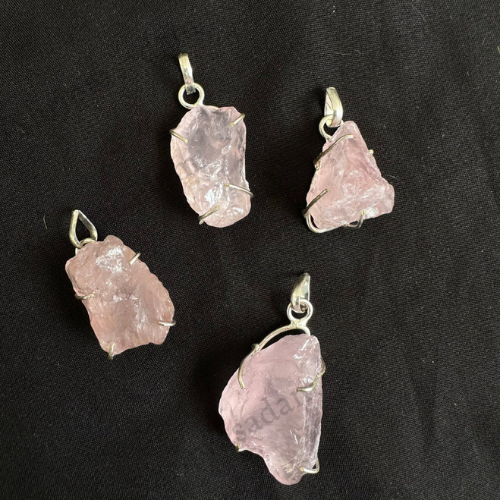 Raw Rose Quartz Pendant