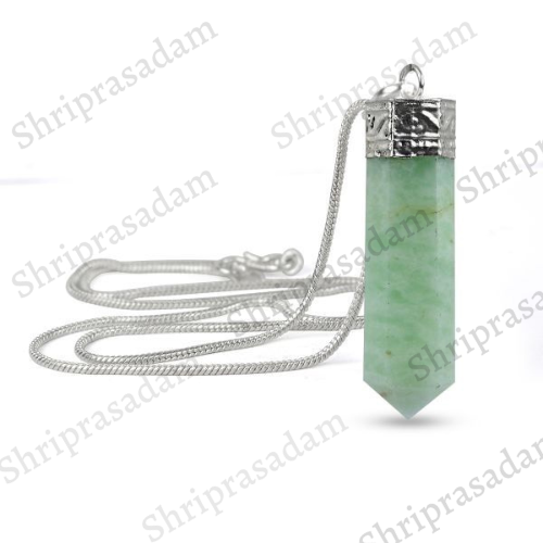 Natural Green Onyx Gemstone Pencil Pendant