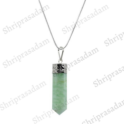 Natural Green Onyx Gemstone Pencil Pendant