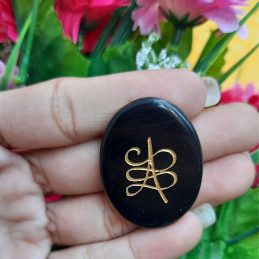 Black Agate Zibu Symbol Coin