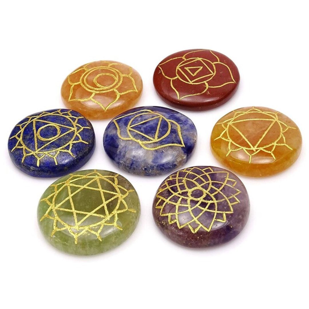 Reiki Healing Crystal Stone With Engraved 7 Chakra for Healing and Vastu Correction