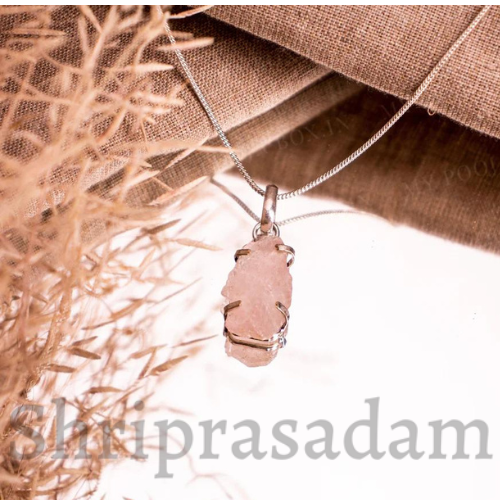 Sterling Silver Rose Quartz Crystal Pendant