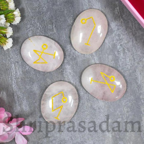 Rose Quartz Arch Angel Engraved Set