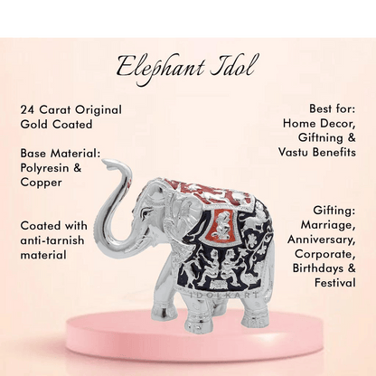 Pure Gold & Silver Coated Elephant Showpiece 