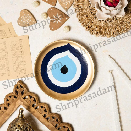 Hand-Painted Evil Eye Gold Wall Decor Plate