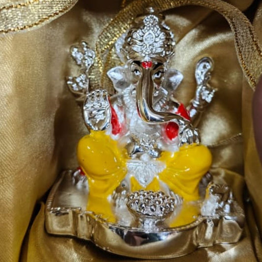 Gold and Silver Plated Lord Ganesha Idol for Gift, Pooja Room and Home Decor