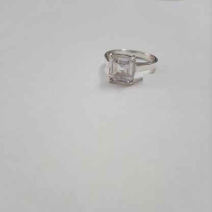 Rose Quartz Silver Square Adjustable Crystal Ring