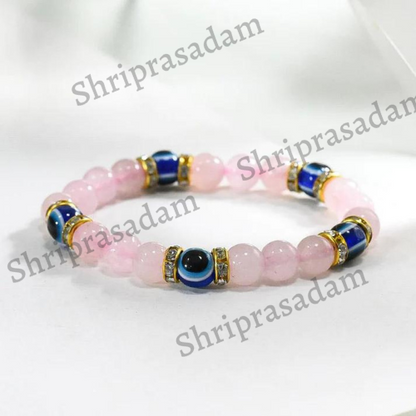 Rose Quartz & Evil Eye Healing Bracelet