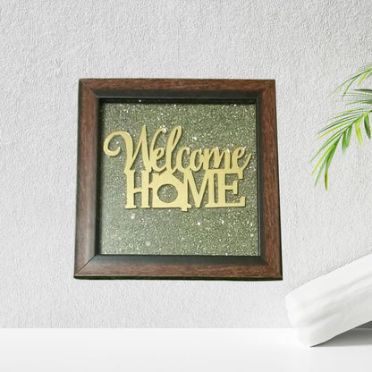 Welcome Home Pyrite Dust Plate Frame For Home, Gift, and Office