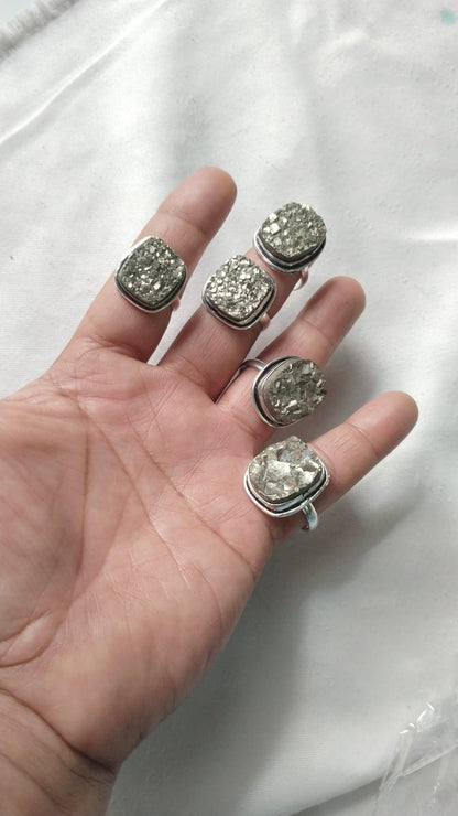 Set of 3 in 1- Pyrite Ring, Pyrite  Bracelet, Zibu Coin