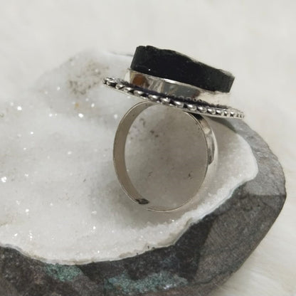 Black Tourmaline Adjustable Ring