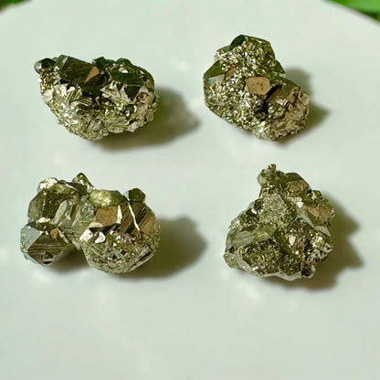 Natural Peru Pyrite Crystal Set For Abundance Wealth & Success. Pyrite Bracelet, 2 Raw Pyrites Cluster with Cubes