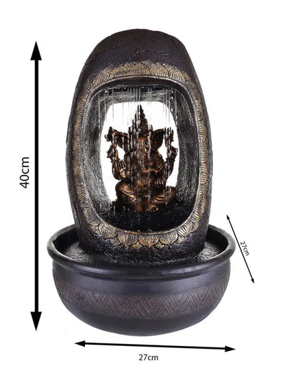 Lord Ganesha And Round Textured Water Fountain