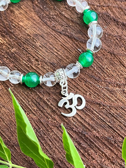 Green Jade OM Bracelet for Wisdom and Tranquility