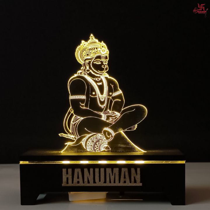 Hanuman Ji Acrylic LED Table Lamp for Office and Home Decoration