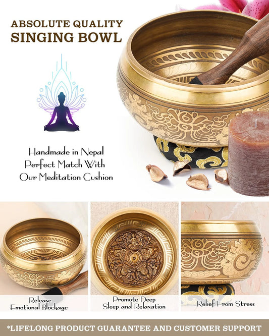 Tibetan Singing Bowl Set- 4" Handmade Bowl