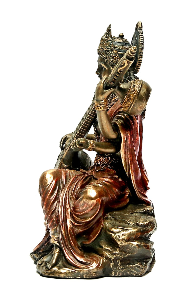 Goddess Maa Saraswati Idol for Temple Pooja Room Home Decor, Study Table, School, Office and Gifting Purpose