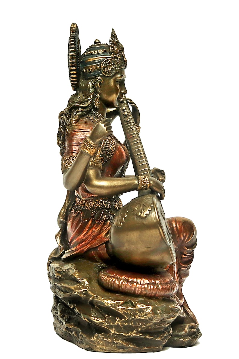 Goddess Maa Saraswati Idol for Temple Pooja Room Home Decor, Study Table, School, Office and Gifting Purpose