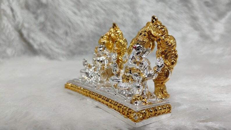 Goddess Lakshmi/Laxmi & Lord Ganesha Gold and Siver Idol Statue