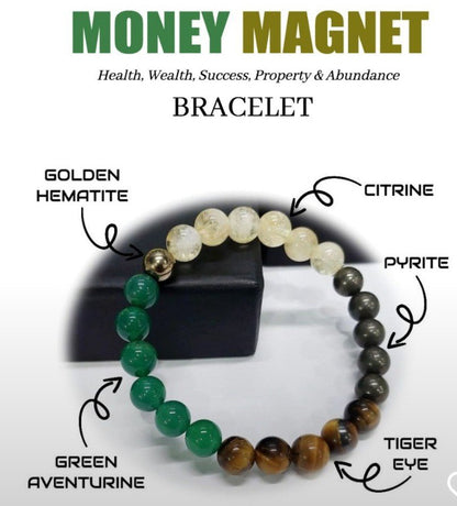 Set of 3 in 1- Money Magnet Bracelet, Pyrite Ring, Zibu Coin