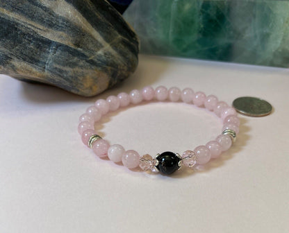 Rose Quartz & Obsidian Natural Crystal Healing Bracelet