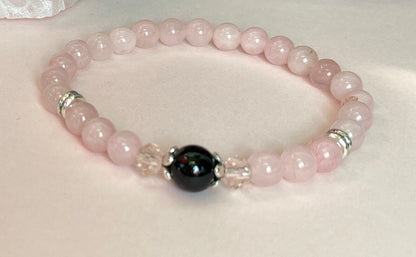 Rose Quartz & Obsidian Natural Crystal Healing Bracelet