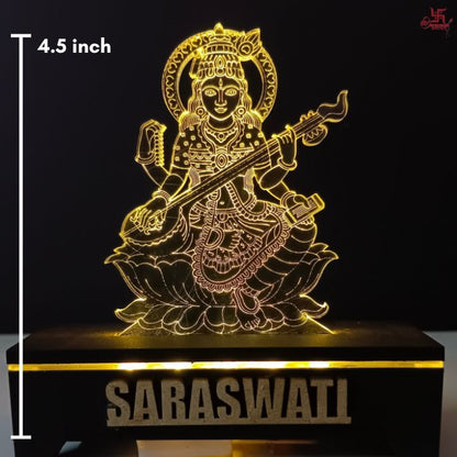 Saraswati Ji Acrylic LED Table Lamp for Office and Home Decoration