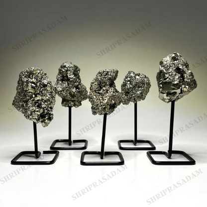 Natural Golden Pyrite Cluster with Stand