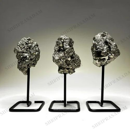 Natural Golden Pyrite Cluster with Stand