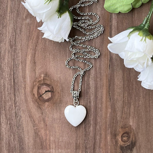 Snow Quartz Heart Necklace for Spiritual Purification