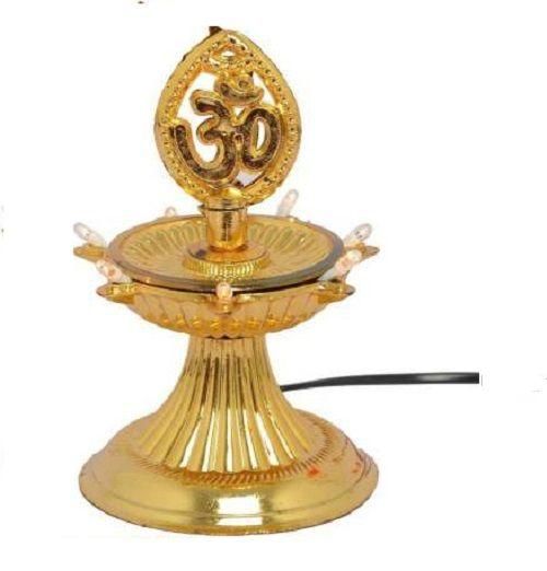 1 Layer Electric Gold LED Plastic Diya Light For Diwali Temple Decoration (Height: 5 inch)