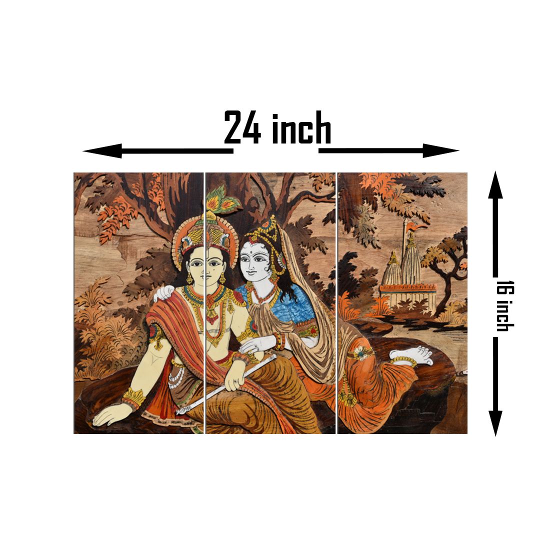 WallDaddy Wooden Painting Size (24x16)inch 6mm Thickness HD Digital Painting Modern Art Painting For Wall Design SittingKrishna