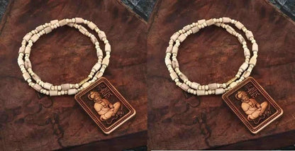 Tulsi Kanthi Mala With Hanuman Pendant for Men Wood