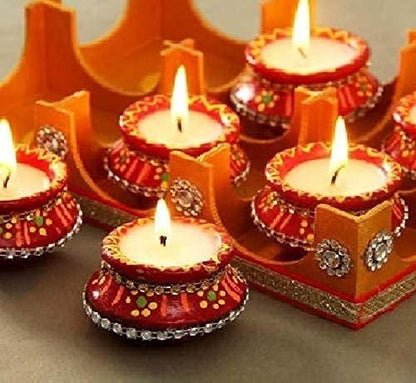 Clay Mataki Wax Diya - Set of 4