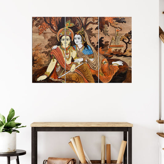 WallDaddy Wooden Painting Size (24x16)inch 6mm Thickness HD Digital Painting Modern Art Painting For Wall Design SittingKrishna